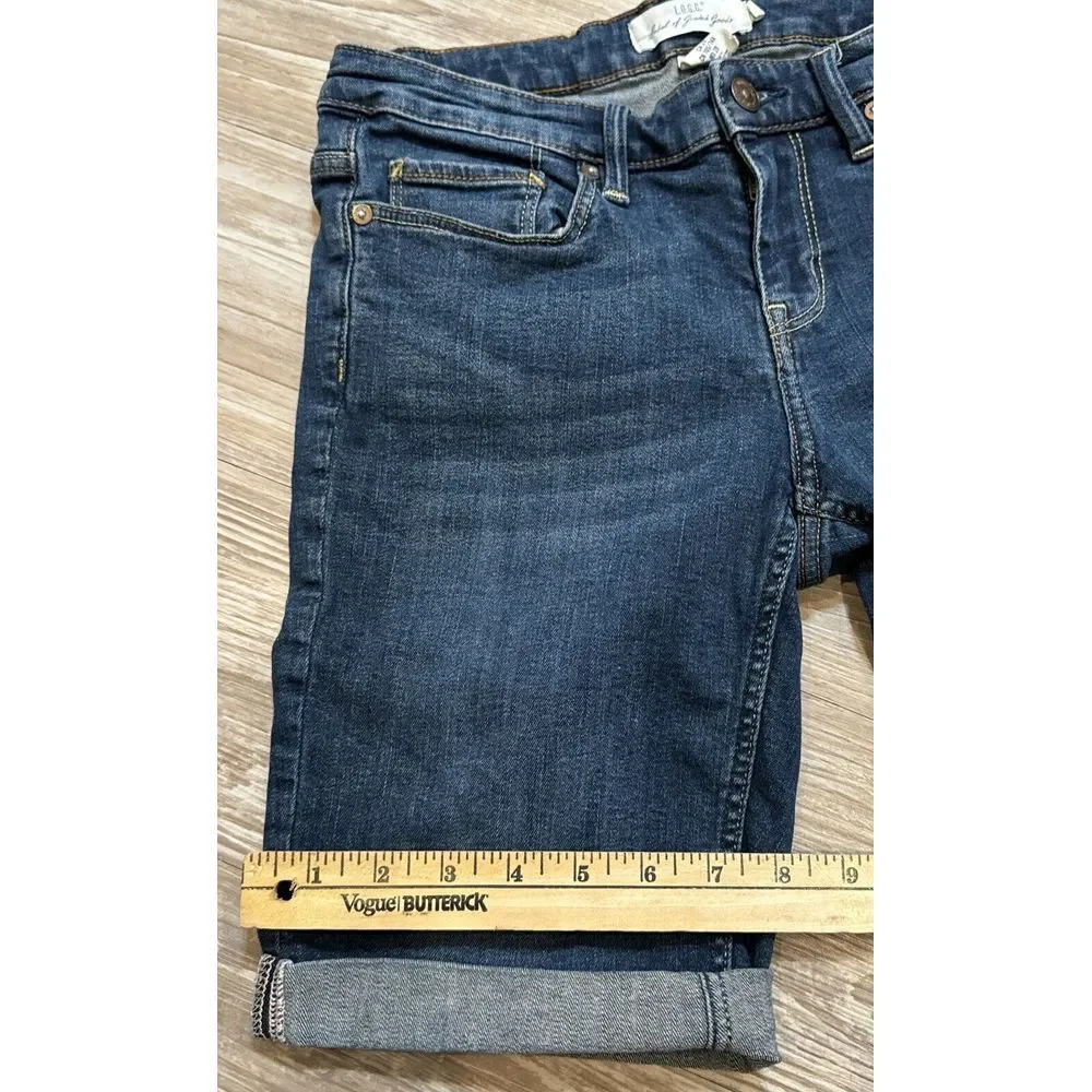 H&M L.O.G.G. Denim Shorts Women's 29‎ Mid Rise Regular Wash Stretch Blue Jean